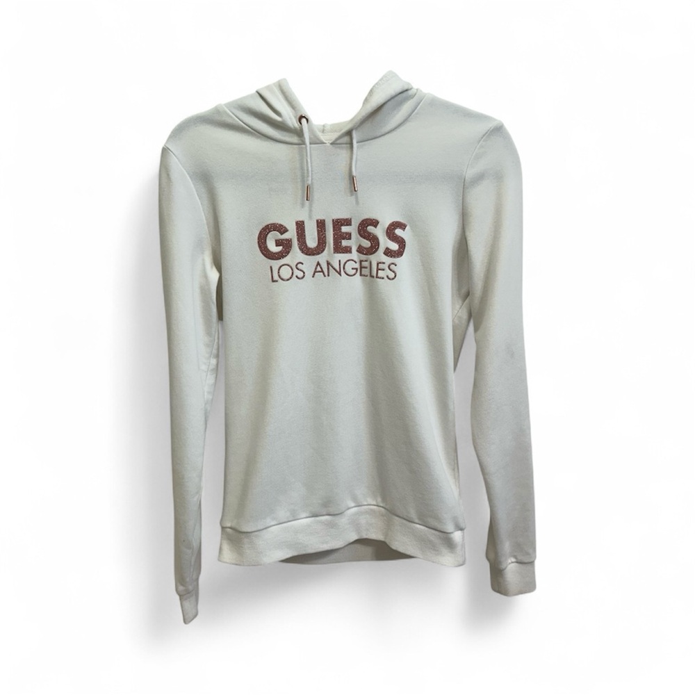 Guess Cream Hoodie with Red Logo